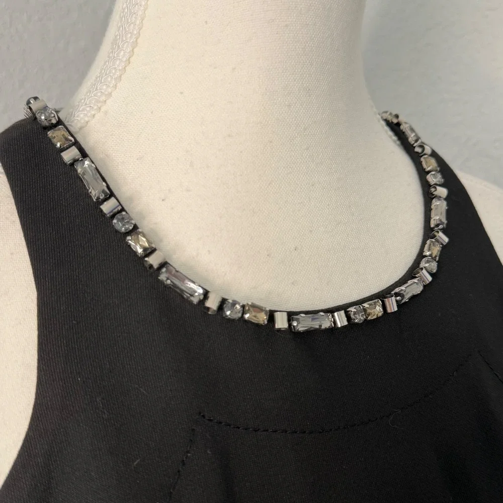 Elizabeth and James Black Embellished Crystal Racerback Fit and Flare Dress 4